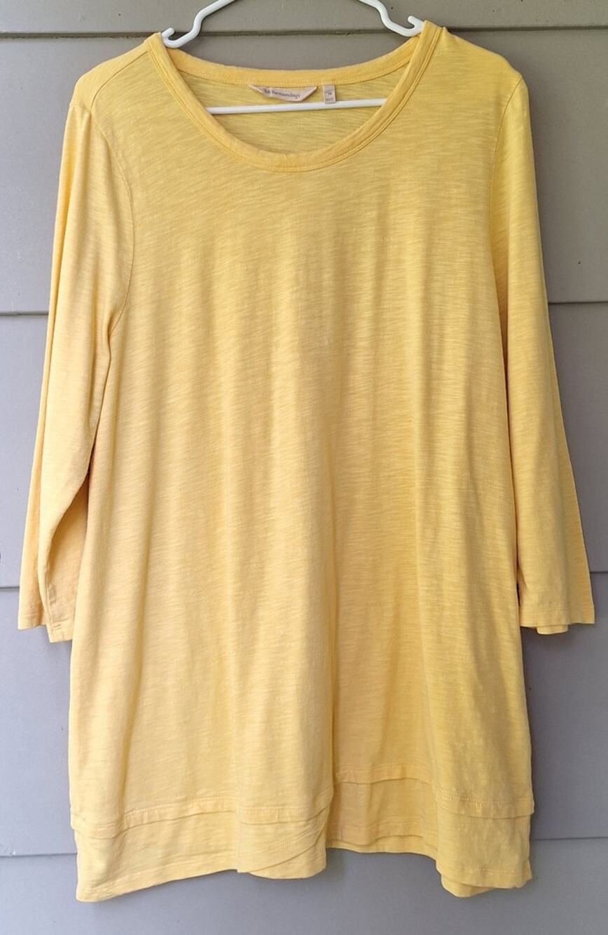 Soft Surroundings Petunia Cotton Rayon Tunic Top Yellow Minimalist Casual Sz 1X